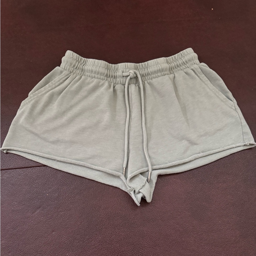 Garage Light Sage Drawstring Athletic Shorts